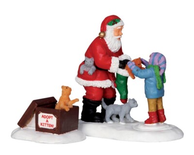 LEMAX 22045 - SANTA AND KITTENS, SET OF 2 Weihnachtsdorf Winterdorf - NEU