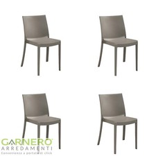 Set 4 sedie design moderno in polipropilene impilabile tortora OLBIA
