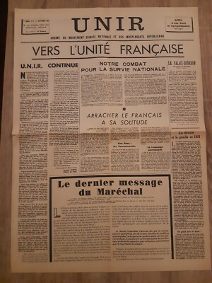 Zeitung UNIR Nr. 2 1.09.1951 Organ der Bewegung der nationalen und unabhängigen Einheit