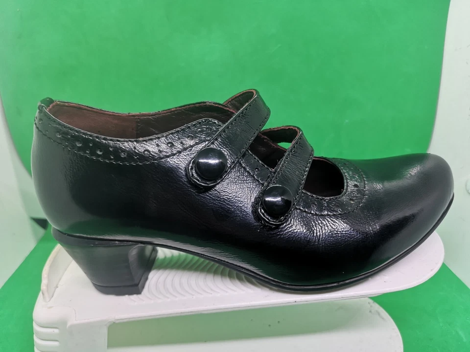 Zapato cómodo WOLKY 3909 para mujer de cuero negro con tiras talla 37 EU 7 EE. UU. Foto 4 de 4