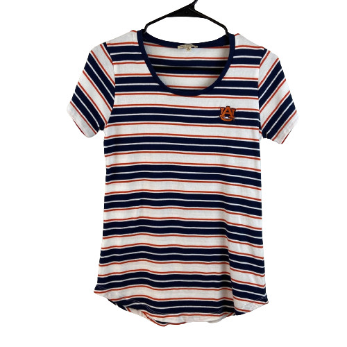 Women's Ncaa Auburn University  Striped Tailgate Tee Small