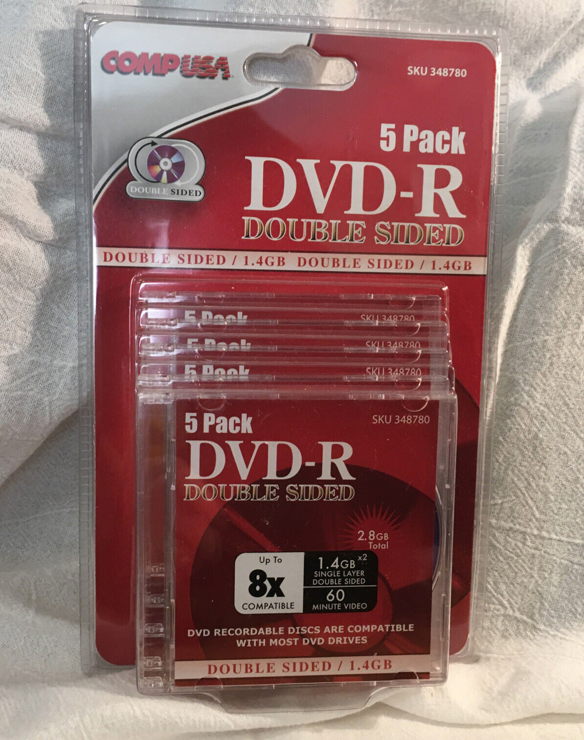 Comp USA 5 Pack DVD-R Double Sided 1.4 Gb Discs New