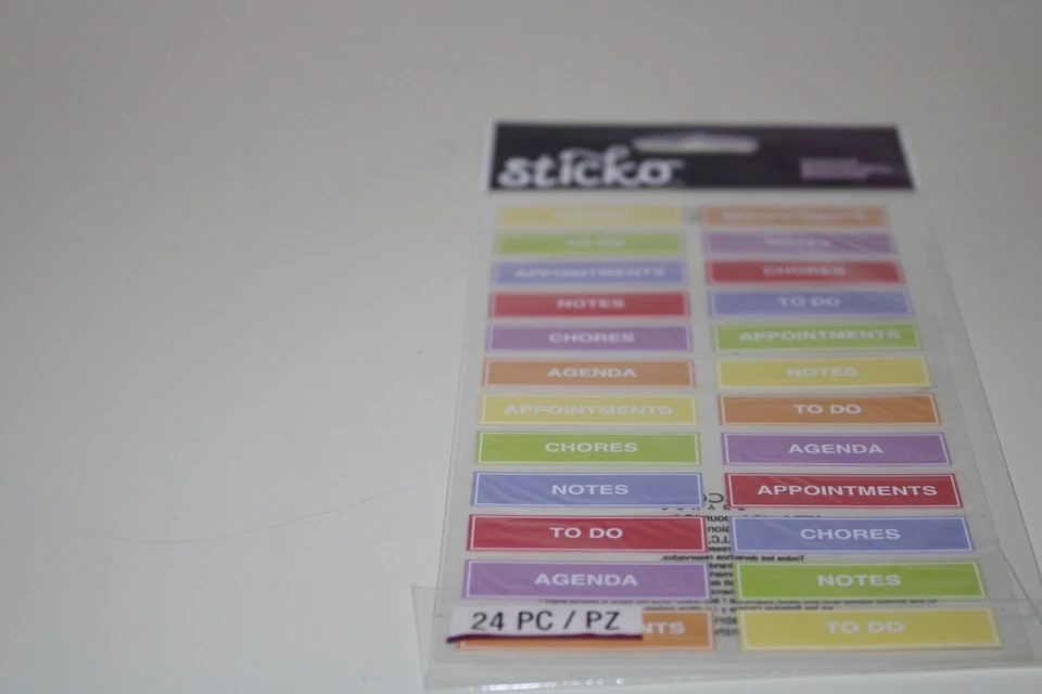 Sticko Autocollant Multi Color Planner Labels 24PC Note Chores ToDo Scrapbooking - Image 2 of 4