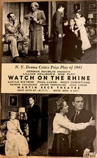 Watch on the Rhine Postcard NYC Broadway play Martin Beck Theatre 5.25 x 3.25"