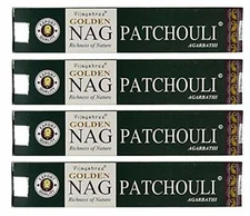 Golden Nag Patchouli Incense - 4 Packs, 15 Grams per Pack