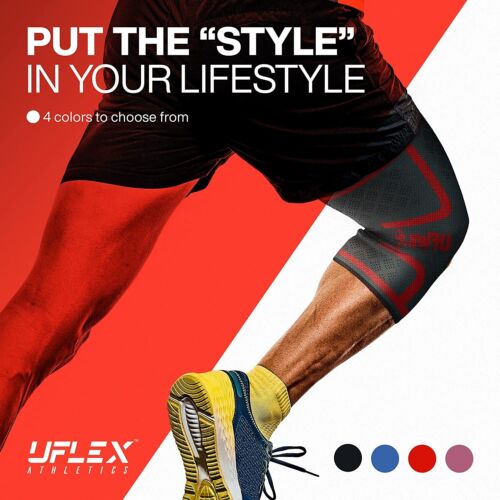 UFlex Sports Athletics Knee Compression Sleeve Support Brace Pain Relief Fitness - Picture 2 of 12