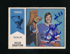 1974-75 O-Pee-Chee Wha #65 Gilles Gratton xrc rookie signed crisp blue sharpie 2
