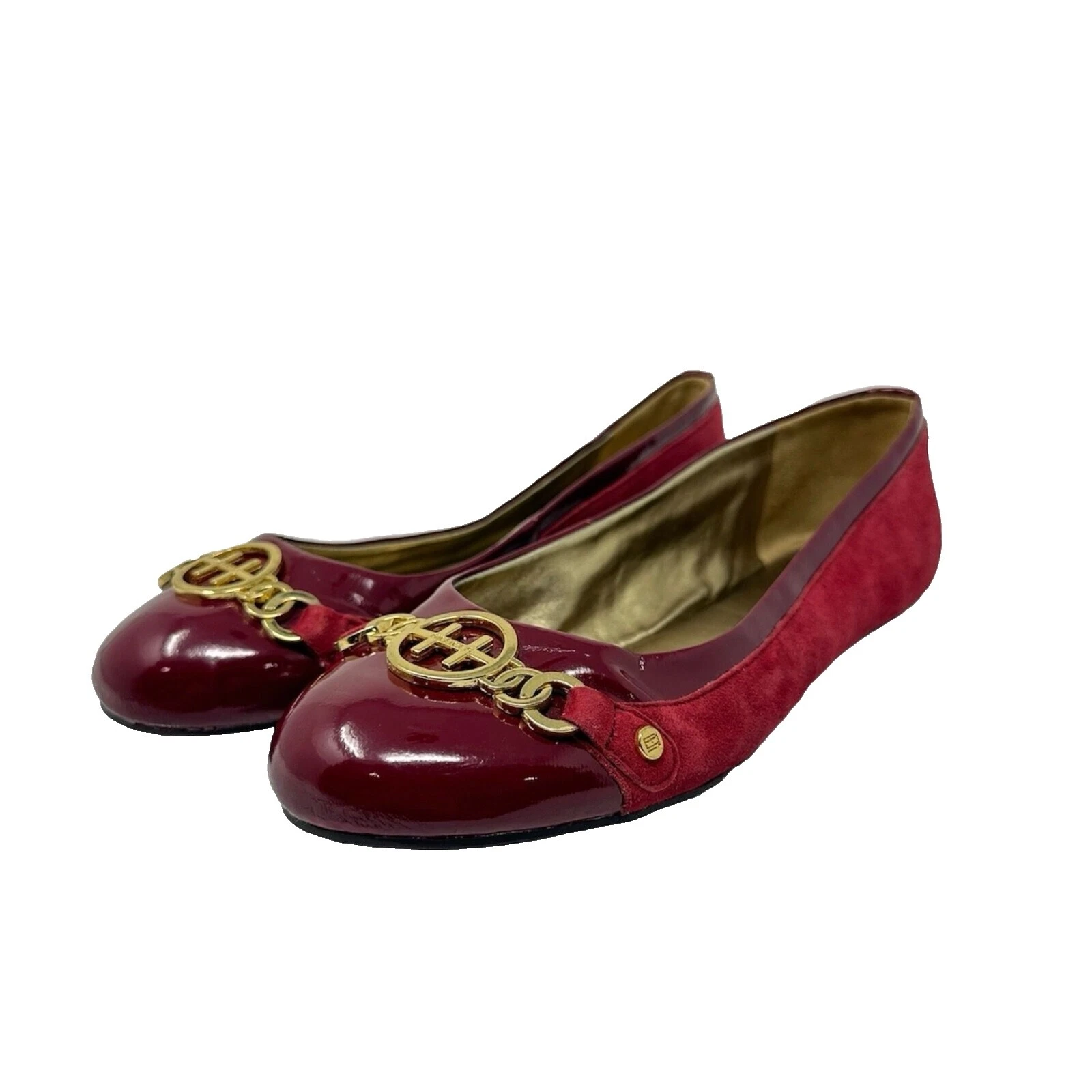 Sapatilhas femininas de balé superiores de couro Tommy Hilfiger