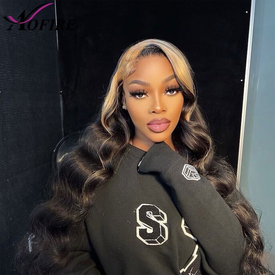 Platinum Blonde Highlight 13x4 Lace Front Human Hair Wigs 613 Body Wave Wigs  HD | eBay