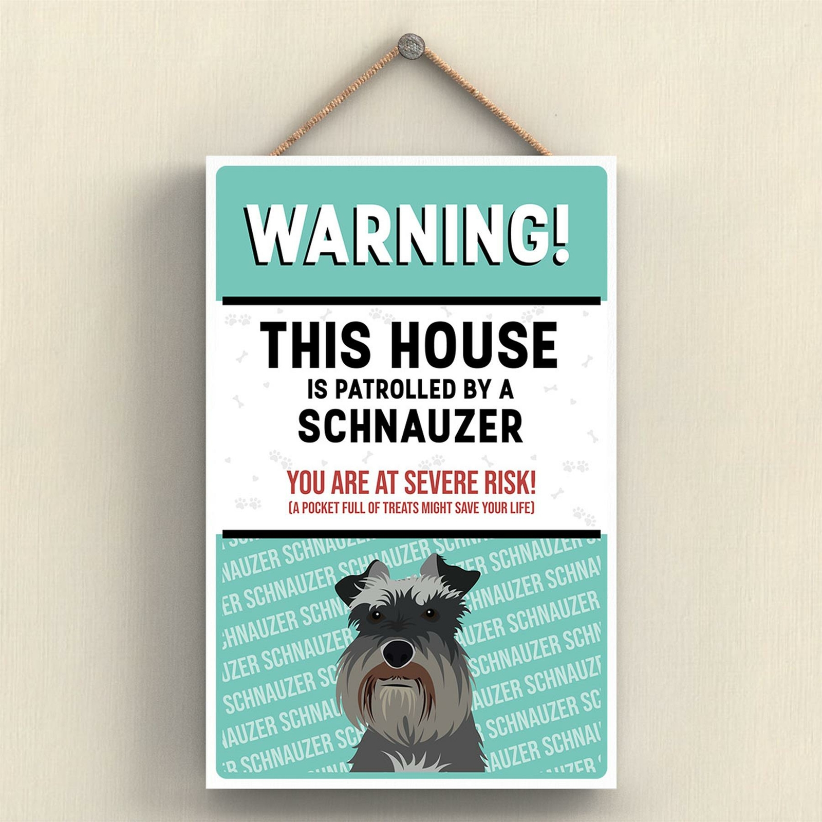SCHNAUZER WORKS OF K PEARSON DOG BREED ILLUSTRATION WOODEN HANGING PLAQUE