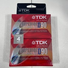 New TDK Superior D90 Normal Bias Cassette Tape 4 Pack Factory Sealed