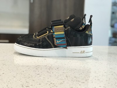 Nike Air Force 1 Utility BHM QS Menâs 11 Black Metallic Gold BV7783-001 | eBay
