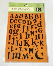 K & Co HALLOWEEN GLITTER ALPHABET ABCs STICKERS *
