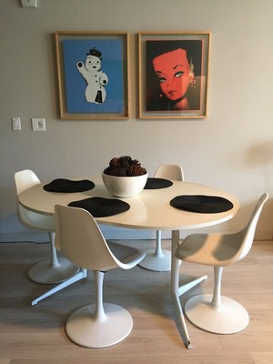 Knoll Style Saarinen Tulip Chairs Table 4 White Ebay