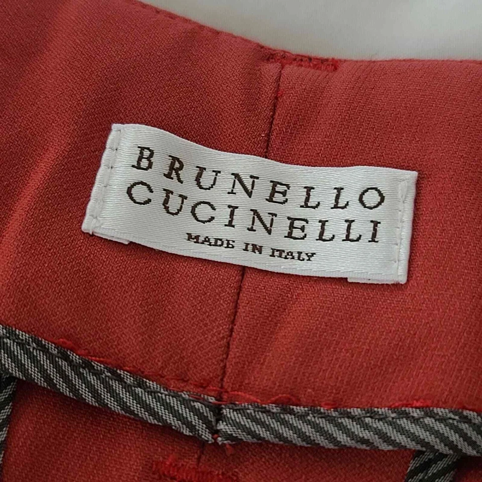 Pantalones Brunello Cucinelli Rojo Caqui Sarga Tiro Medio 8 Tobillo 25" Entrepierna  Foto 2 de 4