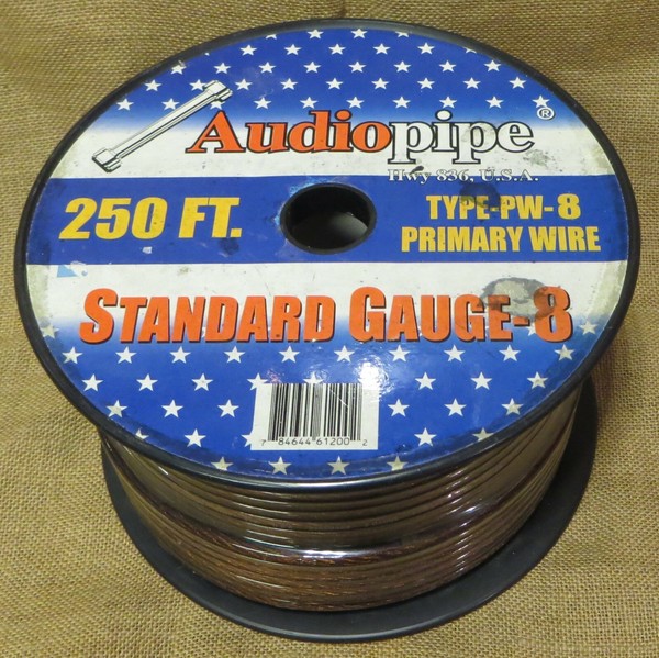 SEALED NEW AUDIOPIPE PW-8B 250' STANDARD GAUGE-8 PRIMARY WIRE Hwy 836, USA - luxury-attitude.com