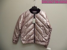 Noize Amber-m Short Lightweight Intergalactic Bomber Jacket Pink Metallic L