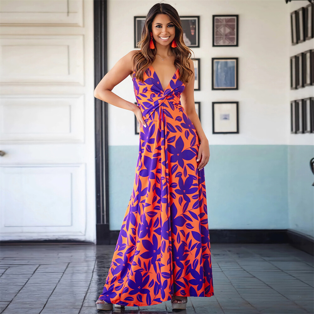 Women Summer Dresses Flowy Maxi Dress Sleeveless Spaghetti Strap Boho  Sundresses | eBay