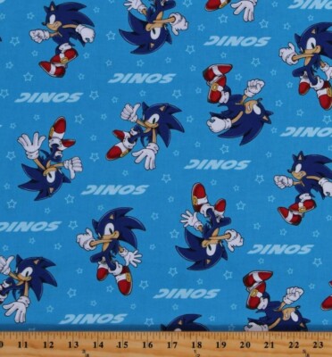 Cotton Sonic the Hedgehog Blue Cotton Fabric Print by the Yard D488.32 ...