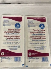 Dynarex #2360 Sterile Latex Surgical Gloves, Size 6 - lot of 2 pairs