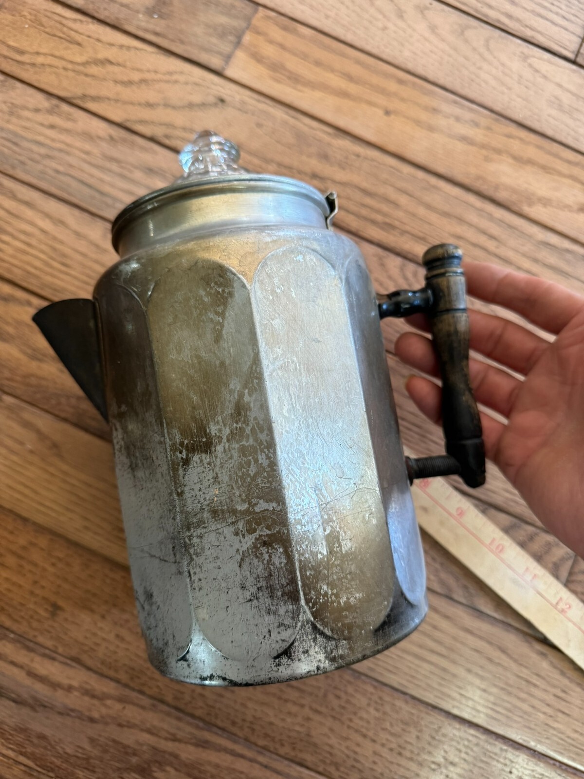 Pot W/ Wood Handle Glass Lid Made In Usa