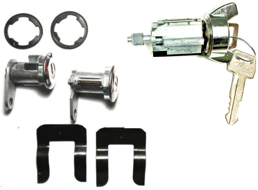 Ford Ignition Switch Lock Cylinder + Pair (2) Door Lock Cylinder W/2