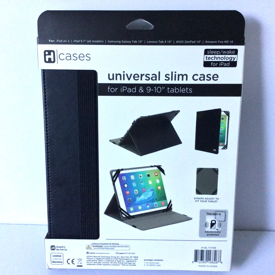 iHome Universal Fit Slim Black Case For iPad Air 2 & 9-10 Tablets + Stylus - Image 2 of 3