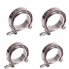 4PCS 3 Inch V Band Clamp Kit w Male Female Flange Mild Steel MS Turbo Exhaust 3"