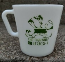 Vtg PYREX 1410 cup mug FIGHTING IRISH Joe Montana 1979 notre dame Monongahela