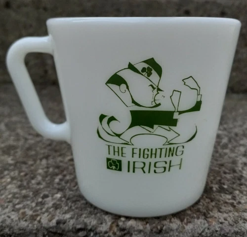 Vtg PYREX 1410 cup mug FIGHTING IRISH Joe Montana 1979 notre dame Monongahela