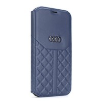 Audi Iphone 13 Pro Ledertasche Q8 Serie Genuine Leather Book Case Blau
