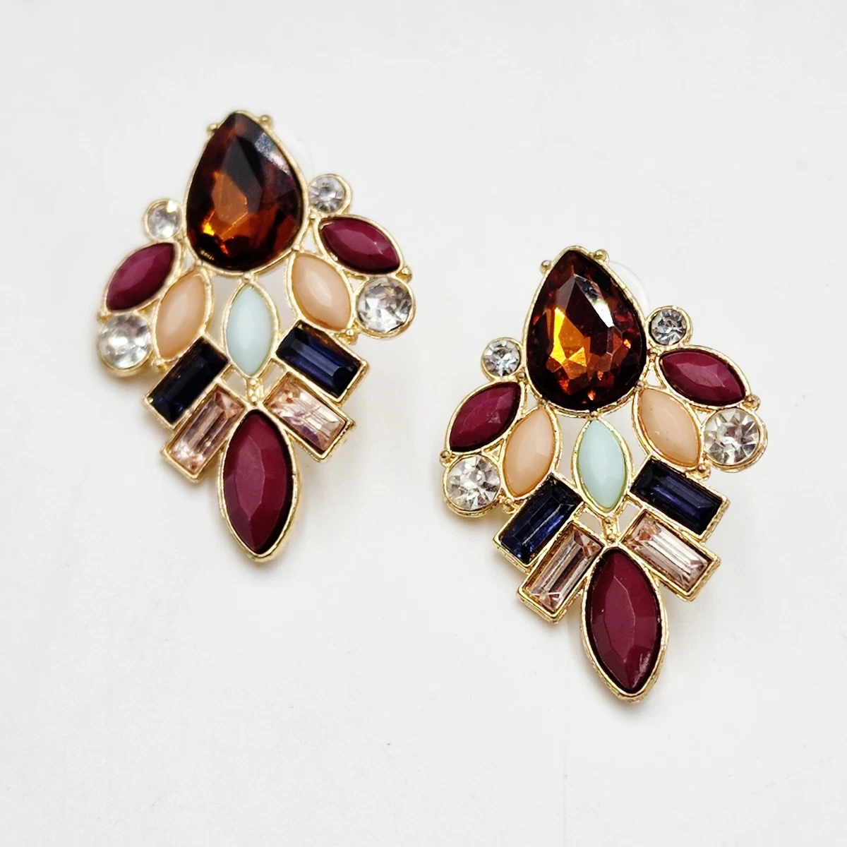 Elegant Womens Multicolor Rhinestone Statement Earrings Ear Stud