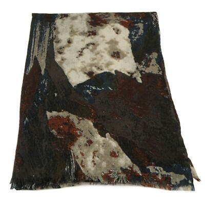 ALPHA STUDIO Women's Brown/Blue/Beige Art Scarf AD-7903S 100% Wool