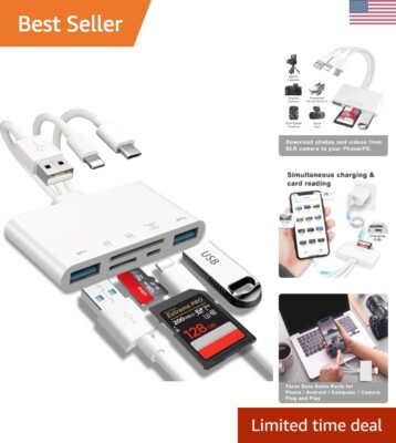 Lightweight USB OTG Adapter with 5-in-1 Card Reader for Efficient File Transfers