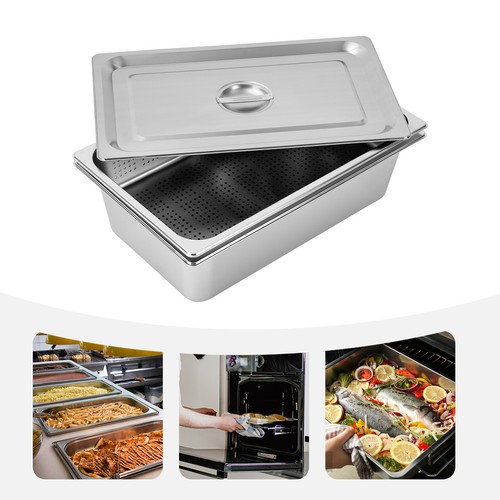 Rectangular Hotel Pan with Lid Set Pan Perforated Steam Pan Steam Table Pan