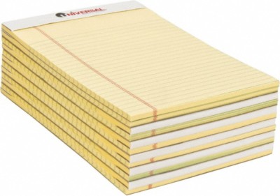 Yellow Ruler Pad 12 Pack UNIVERSAL Perforated-Top Ruled Pads, 50 Yellow Ruled Sheets/Pad ...