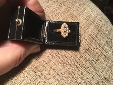 Antique 18ct Gold ,Diamond /Saphire Pearl Navette Ring