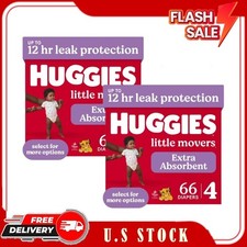 2 pack. Huggies Little Movers Baby Diapers, Size 4 22-37 lbs , 66 Count