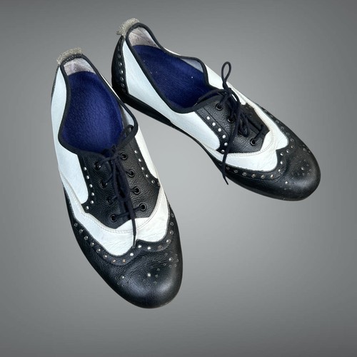 Bleyer Lindy Hop Swing Rockabilly Lace Up Dance Shoes Black and White Size 41