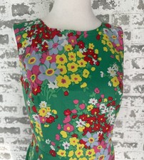 Talbots Dress Womens 4 Green Floral Sleeveless Ruffle Hem Spring Garden Party