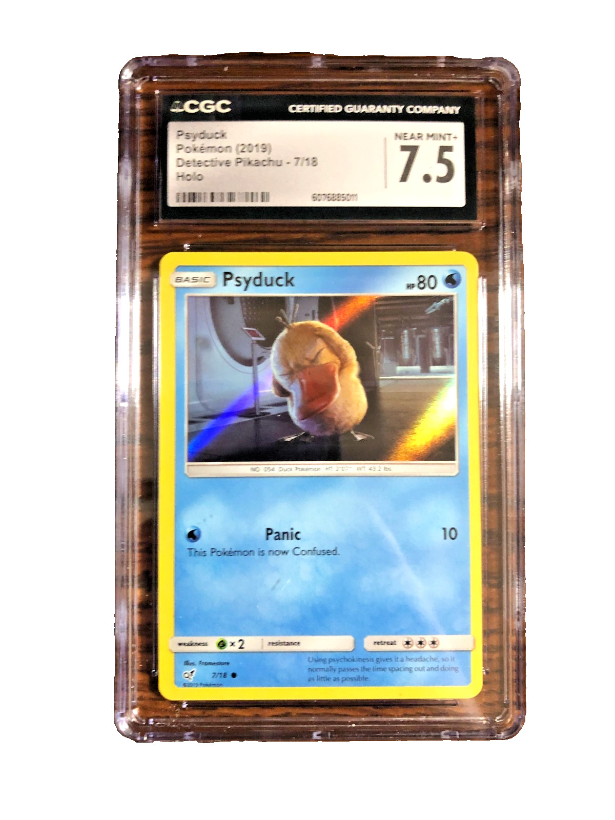 Psyduck Holo Common #7 - CGC NEAR MINT+ 7.5 - Detective Pikachu - Pokemon TCG