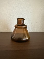 Antique Amber Glass Ink Bottle Marked &ldquo;S&rdquo; 1880&rsquo;s Era Cone Shaped.