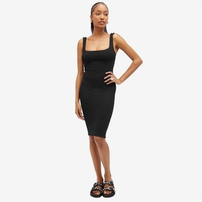 Hunza G Women's Tank Dress in Black Stretchy Swim Resort One Size OS