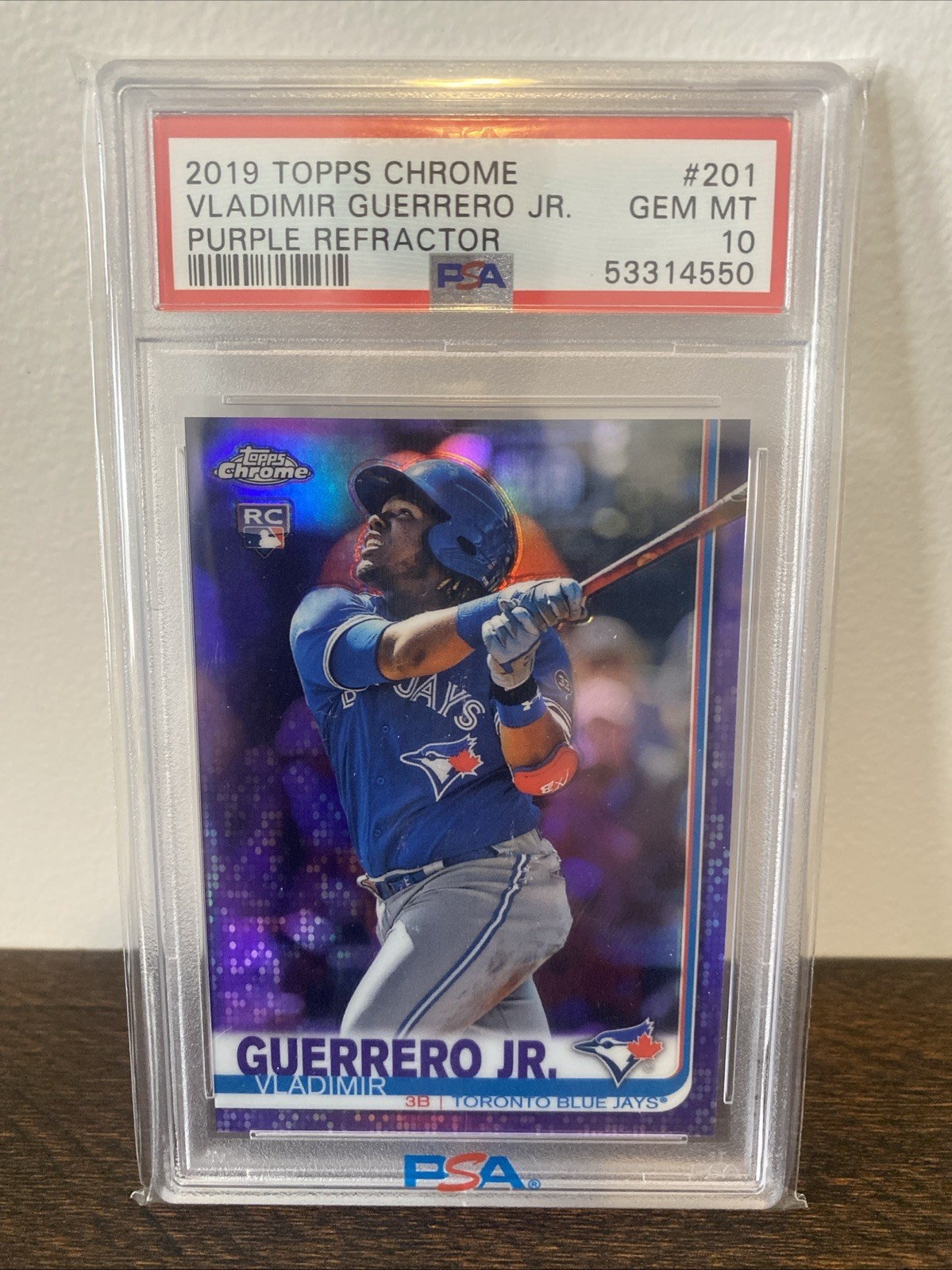 Vladimir Guerrero Jr Topps Chrome Rookie PSA 10 Purple Refractor Blue Jays /299 view 2