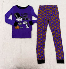 Peanuts Lucy  Snoopy Halloween 2-Piece Pajama Set Size 8 Purple with Pumpkins
