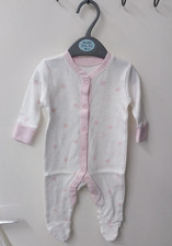 Matalan Babygrow Sleepsuit 0-3 Months Baby Girls White Clouds Stars Long Sleeve