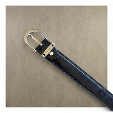 Versace Men's Black Genuine Leather Dress Belt Silver Buckle Size 40