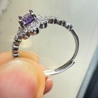 925 Sterling Silver Ring 6x4mm Natural Amethyst Gemstone Zircon Handmade Flower — photo 7