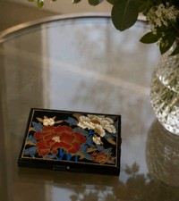 Vintage Asian Plastic Floral Lacquer Compact ...