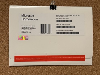 Microsoft Windows Server 2025 Standard 64-bit OEM DVD 